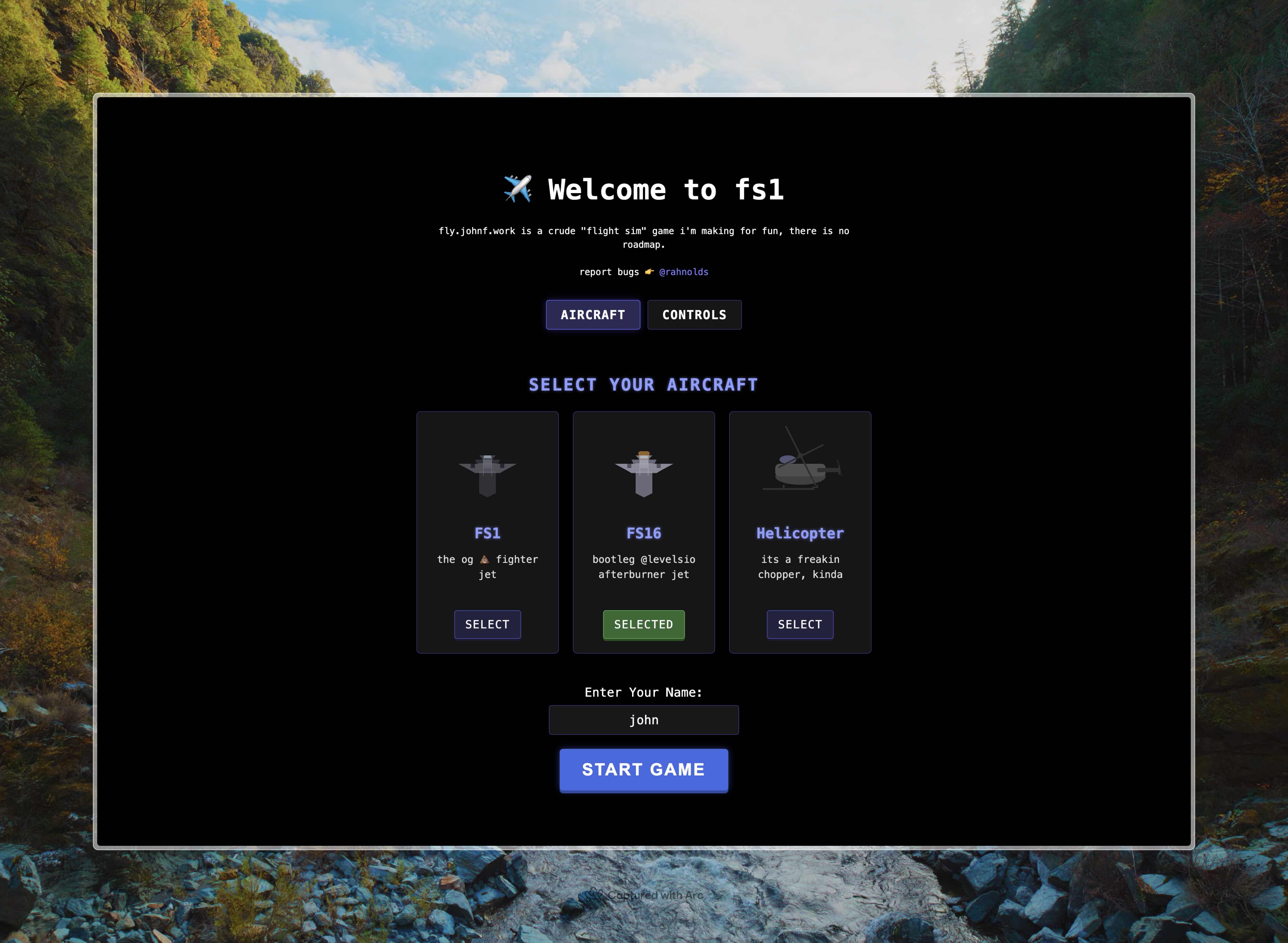 fly.johnf.work - Multiplayer Flight Sim